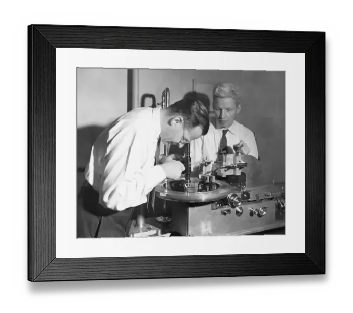 Framed Print : Peter Goldmark Examining Phonograph Record Framed Print : Peter Goldmark Examining Phonograph Record
