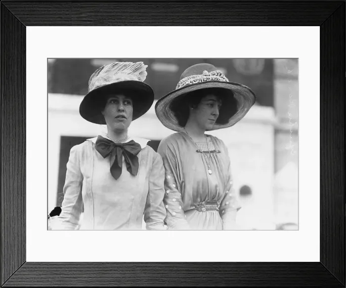 Framed Print : Two Young Women in Hats at Around 1900 Framed Print : Two Young Women in Hats at Around 1900
