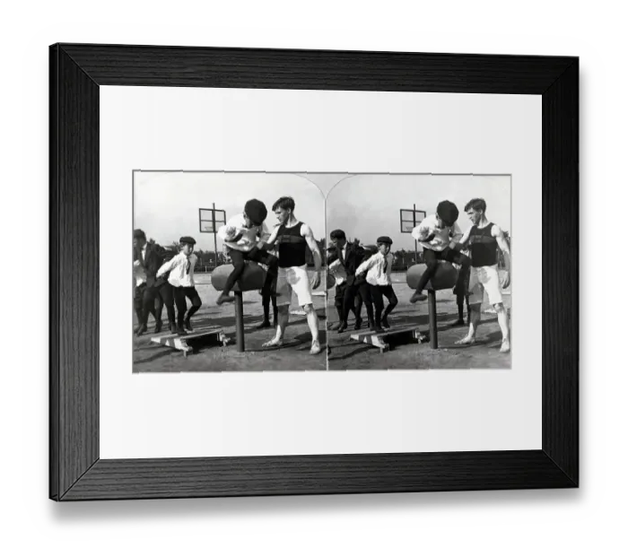 Framed Print : School Boys Practice Jumping W / Horse Framed Print : School Boys Practice Jumping W / Horse