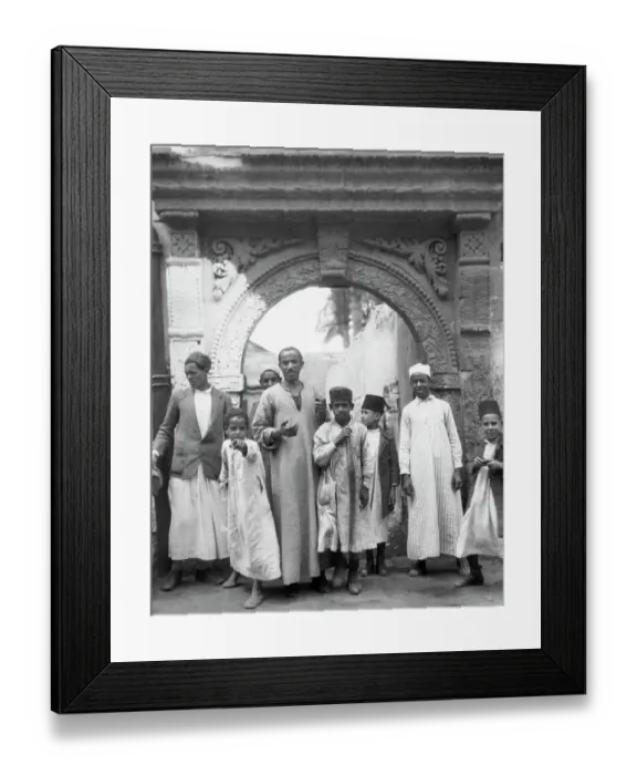 Framed Print : Boys & Men Under Arch in Cairo Framed Print : Boys & Men Under Arch in Cairo
