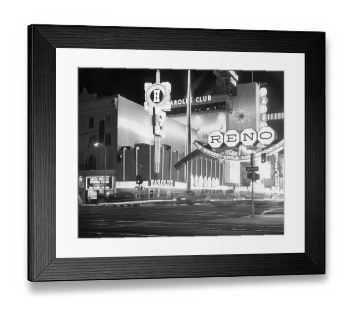 Framed Print : Exterior of Harolds Casino / Lighted Signs Framed Print : Exterior of Harolds Casino / Lighted Signs