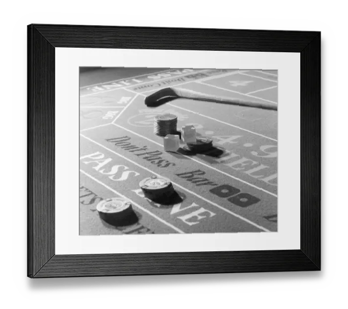 Framed Print : Chips & Dice on a Gambling Table Framed Print : Chips & Dice on a Gambling Table