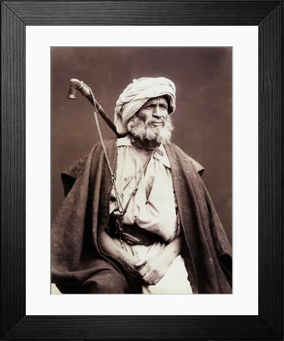 Framed Print : Elderly Egyptian Man Seated / Turban Framed Print : Elderly Egyptian Man Seated / Turban