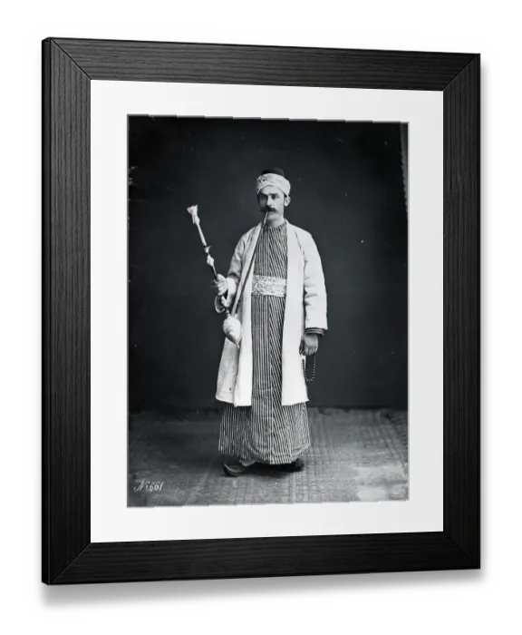 Framed Print : Man In Indian Costume Holding Hookah Framed Print : Man In Indian Costume Holding Hookah