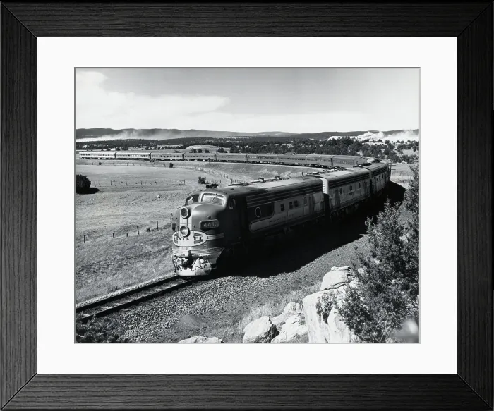 Framed Print : Train Full Length On Curved Track Framed Print : Train Full Length On Curved Track