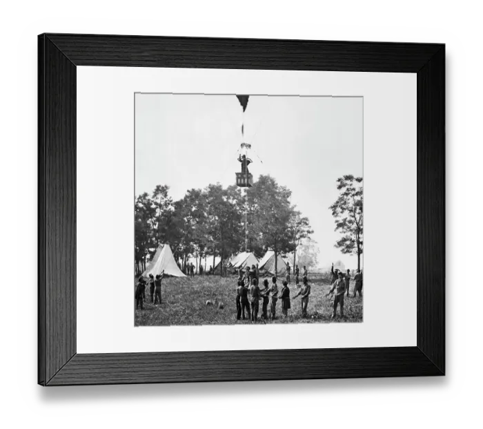 Framed Print : Man In Balloon On Battleground Framed Print : Man In Balloon On Battleground