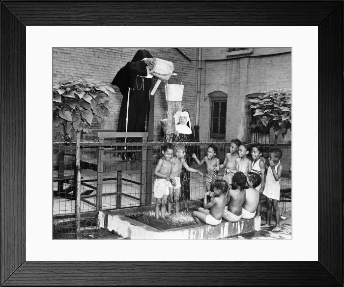 Framed Print : Nuns making outdoor shower Framed Print : Nuns making outdoor shower