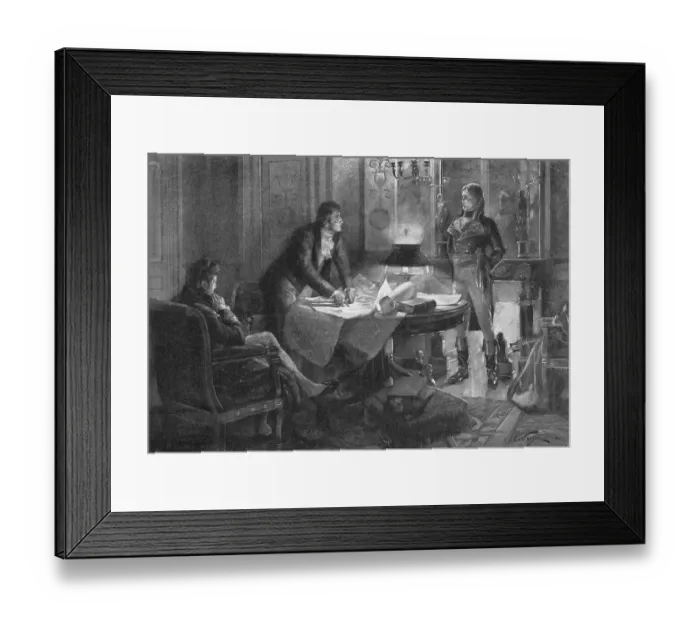 Framed Print : Bonaparte Discussing the Louisiana Purchase with Talleyrand and Marbois by Andre Castaigne Framed Print : Bonaparte Discussing the Louisiana Purchase with Talleyrand and Marbois by Andre Castaigne
