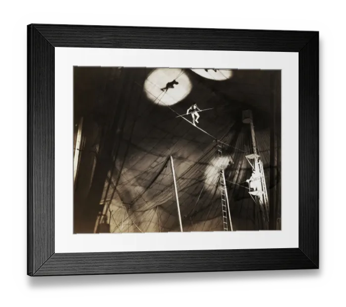 Framed Print : Circus Performer Walking Tightrope Framed Print : Circus Performer Walking Tightrope