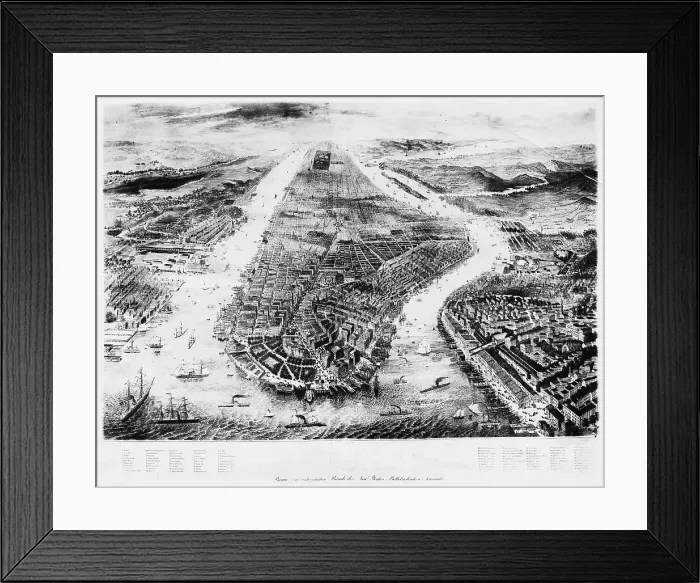 Framed Print : Print Depicting New York and Surrounding Area Framed Print : Print Depicting New York and Surrounding Area