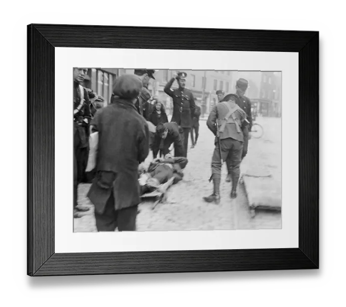 Framed Print : Ambush Attack  /  Wounded In Stretcher