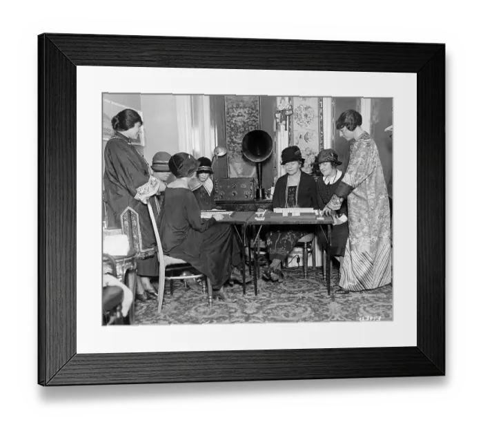 Framed Print : Women Seated / Playing Mah Jongg By Radio