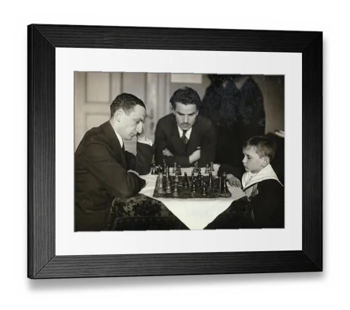 Framed Print : Boy Playing Chess Vs Man / Man Watches Framed Print : Boy Playing Chess Vs Man / Man Watches