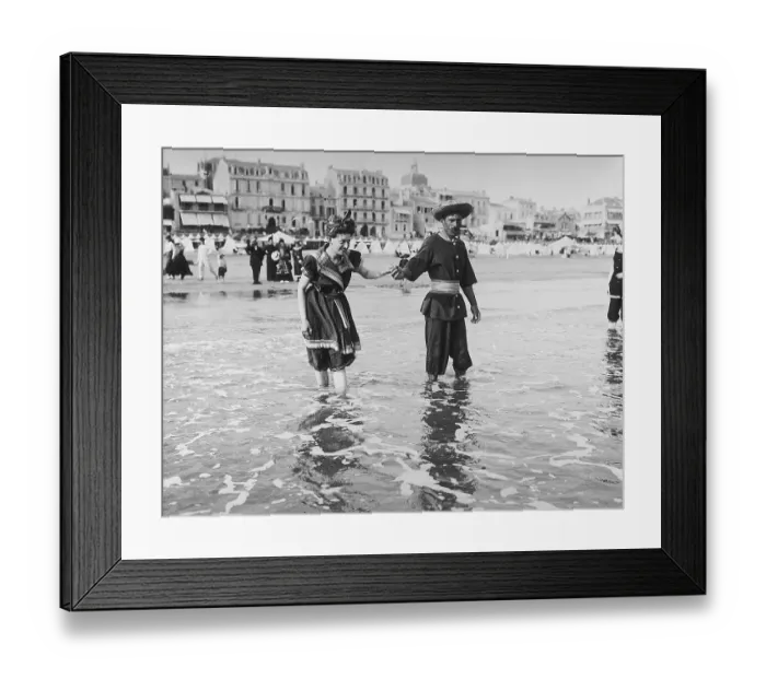 Framed Print : Woman And Instuctor Going In The Water Framed Print : Woman And Instuctor Going In The Water