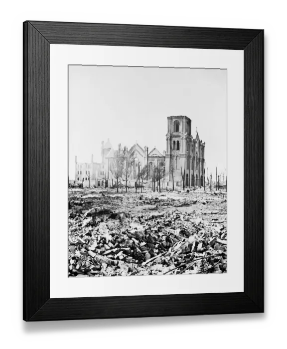 Framed Print : Ruins Of Chicago Fire / 1871 / Church Standi Framed Print : Ruins Of Chicago Fire / 1871 / Church Standi