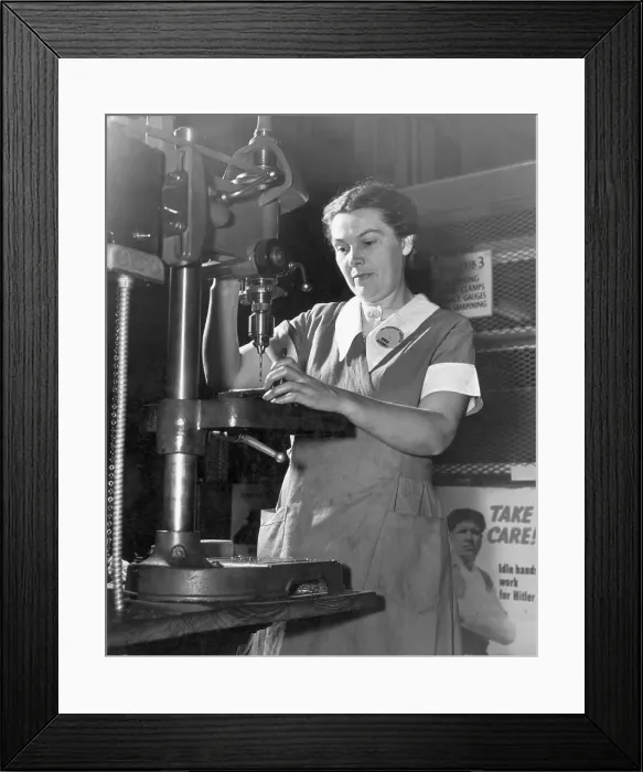 Framed Print : Woman Using Drill Press / War Industries Framed Print : Woman Using Drill Press / War Industries
