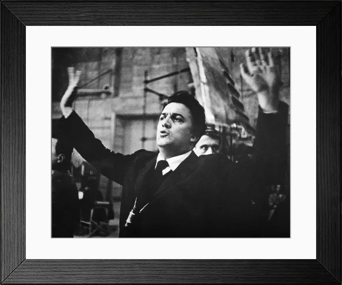 Framed Print : Federico Fellini Gestures W / Raised Arms Framed Print : Federico Fellini Gestures W / Raised Arms
