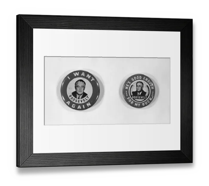 Framed Print : Two FDR Campaign Buttons W / Portraits Framed Print : Two FDR Campaign Buttons W / Portraits