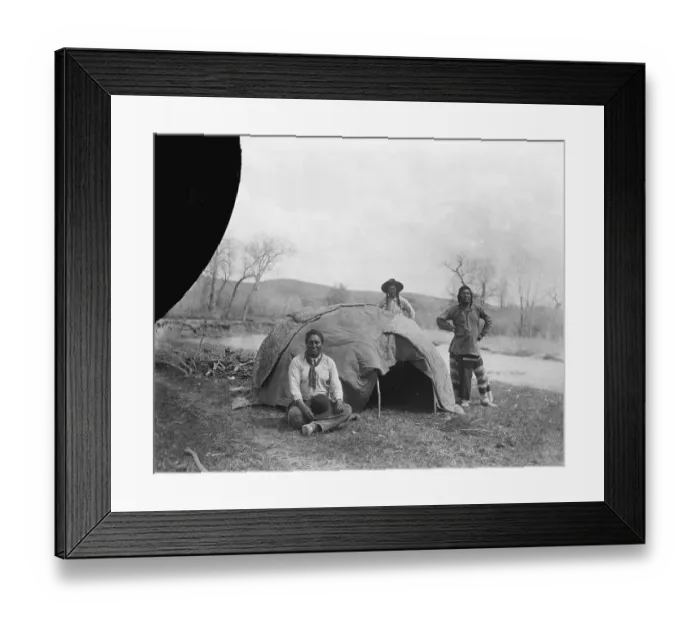 Framed Print : Native Americans Outside Sweat Lodge Framed Print : Native Americans Outside Sweat Lodge