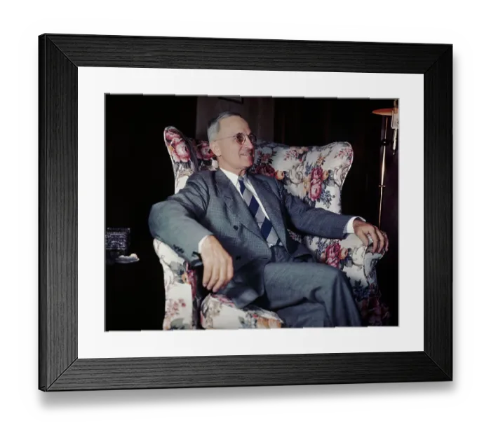 Framed Print : Harry S. Truman In Floral Armchair Framed Print : Harry S. Truman In Floral Armchair