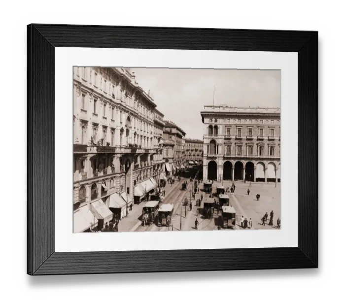 Framed Print : Trolleys in the Plaza in Milan