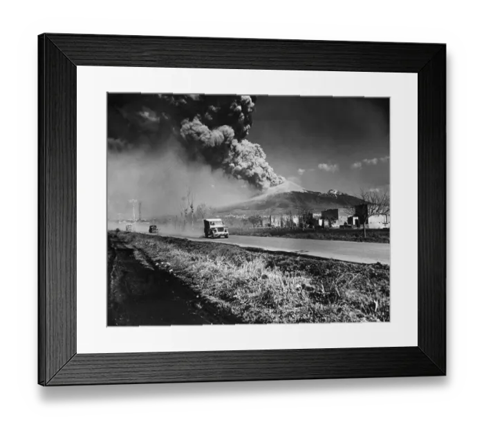 Framed Print : Jeeps Spped Away As Vesuvius Spits Cloud Framed Print : Jeeps Spped Away As Vesuvius Spits Cloud