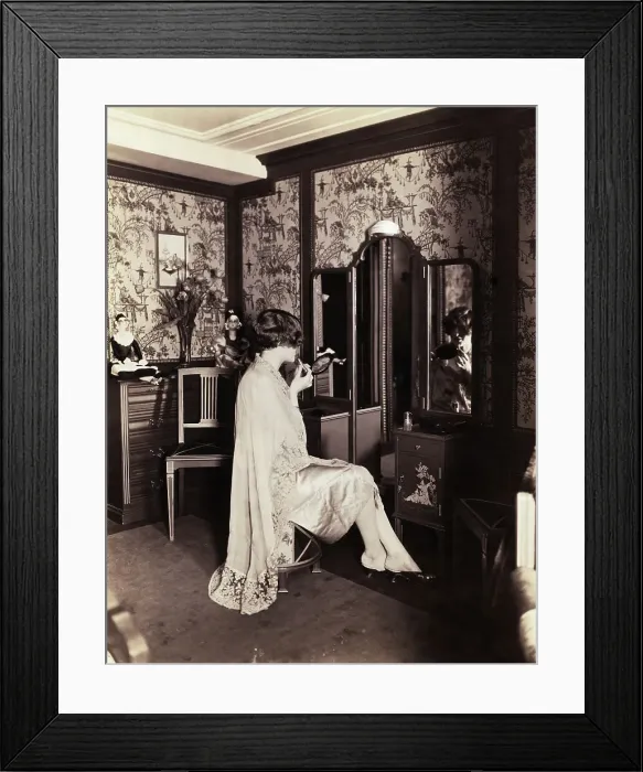 Framed Print : Woman Sits @Vanity Applies Lipstick Framed Print : Woman Sits @Vanity Applies Lipstick