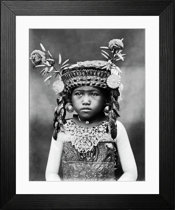 Framed Print : Formal Portrait Child In Temple Dress Framed Print : Formal Portrait Child In Temple Dress