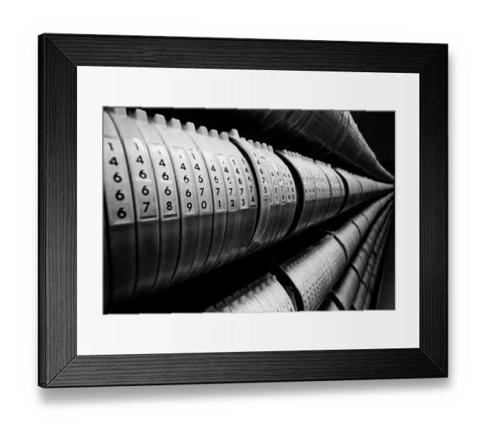 Framed Print : Numbered Rolls of Computer Tape Framed Print : Numbered Rolls of Computer Tape