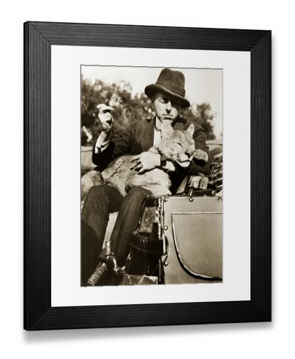 Framed Print : D.W. Griffith W / His Pet Lion Cub Framed Print : D.W. Griffith W / His Pet Lion Cub