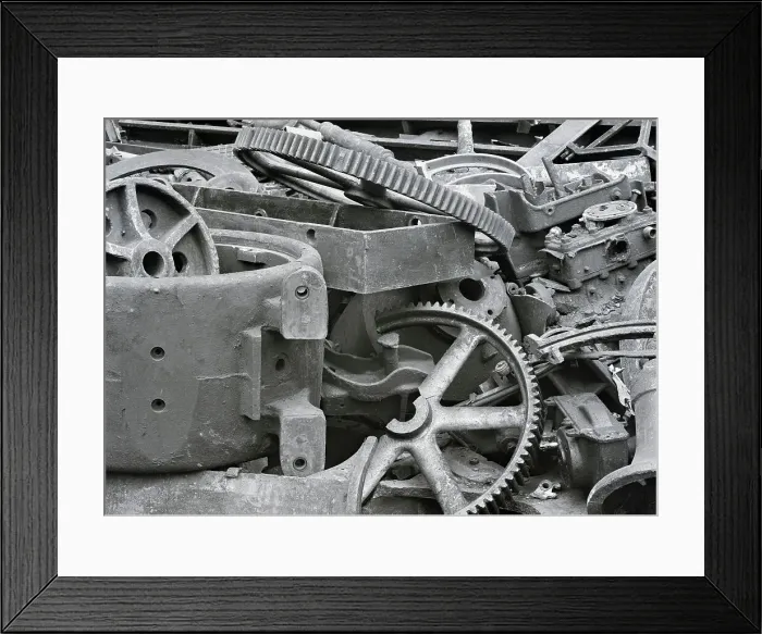Framed Print : Closeup Of Gears, Other Iron In Junk Pile