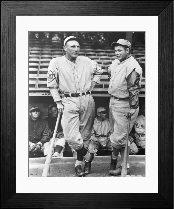 Framed Print : Jimmy Foxx & Chuck Klein Talk, Leaning