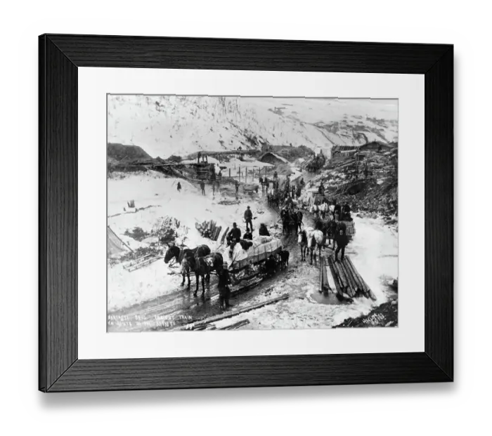Framed Print : Horse-Drawn Sleds Transporting Freight