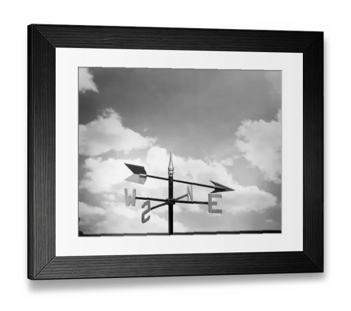 Framed Print : Undecorated Weathervane Pointing East Framed Print : Undecorated Weathervane Pointing East
