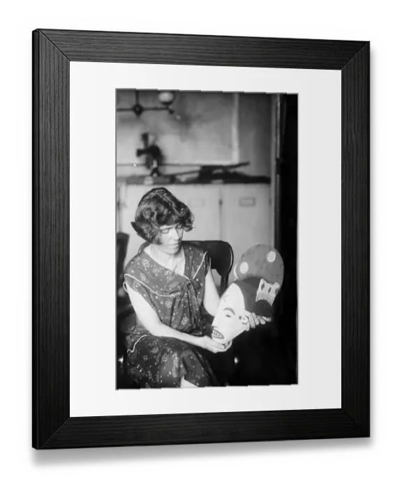 Framed Print : Cultural Anthropologist Dr. Margaret Mead Holding Mask
