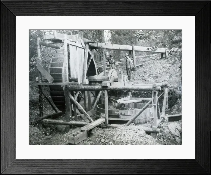 Framed Print : Water-driven Device for Crushing Gold Ore Framed Print : Water-driven Device for Crushing Gold Ore