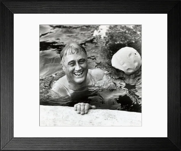 Framed Print : Franklin Delano Roosevelt in Pool Framed Print : Franklin Delano Roosevelt in Pool