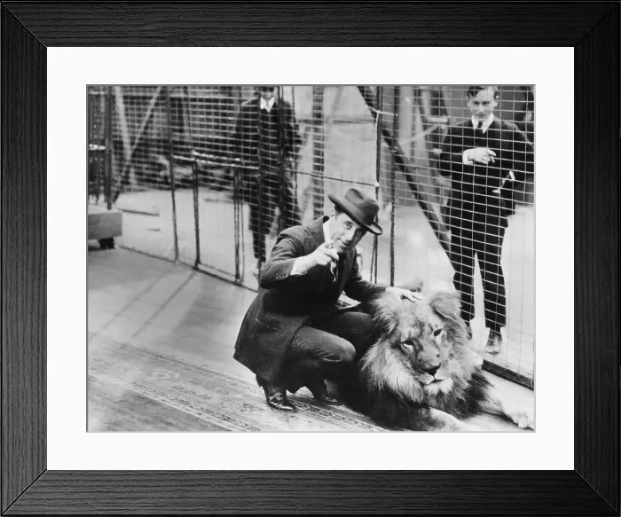 Framed Print : D. W. Griffith Directing A Lion