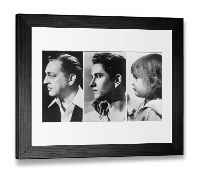 Framed Print : Profiles of Three of the Barrymore Clan