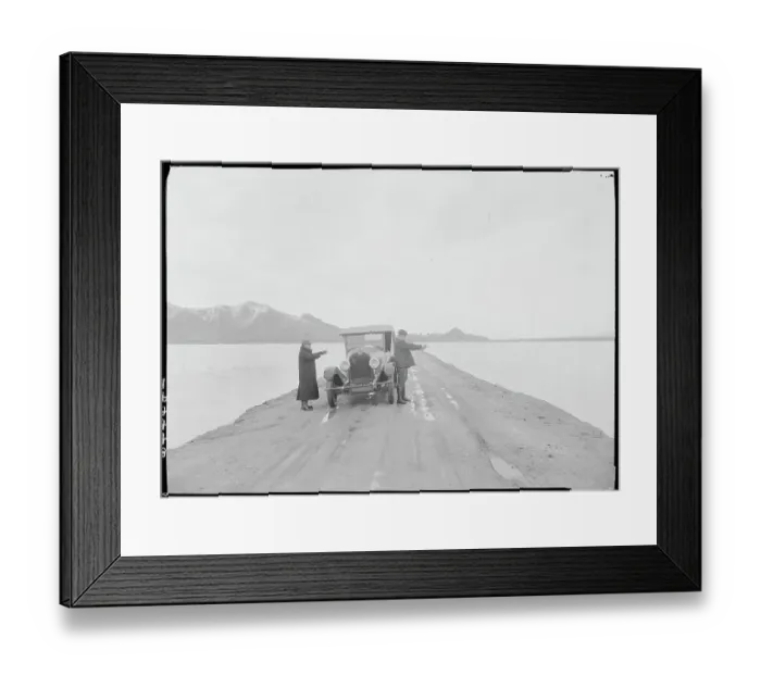 Framed Print : Road Between Flooded Dry Lake Framed Print : Road Between Flooded Dry Lake