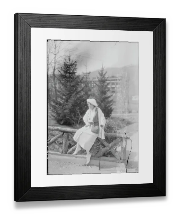 Framed Print : Socialite Woman Relaxing on a Railing Framed Print : Socialite Woman Relaxing on a Railing