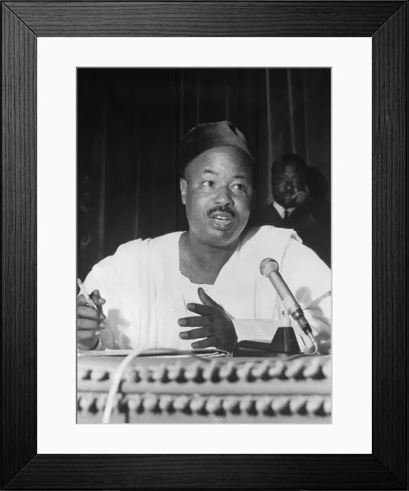 Framed Print : Ahmadou Ahidjo Speaking at Microphone