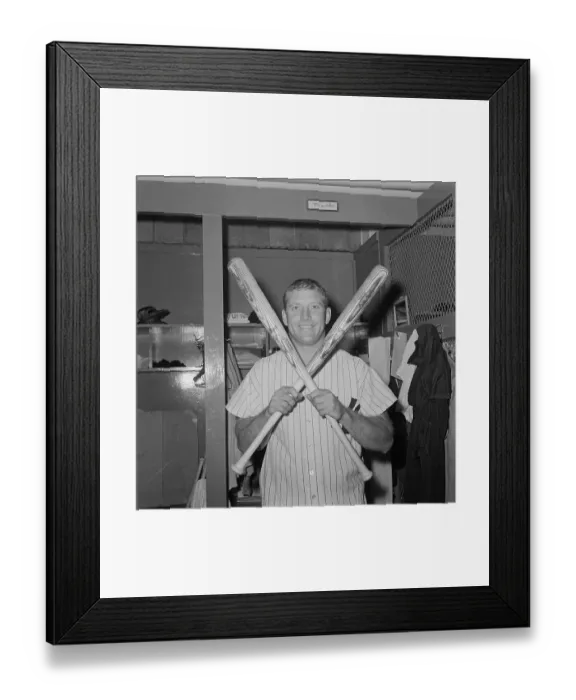 Framed Print : Mickey Mantle Holding Bats
