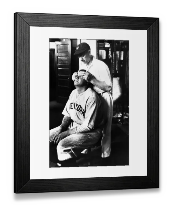 Framed Print : Babe Ruth Getting Eye Massage Framed Print : Babe Ruth Getting Eye Massage
