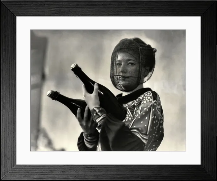 Framed Print : Champagne Inspector in a Mask Framed Print : Champagne Inspector in a Mask