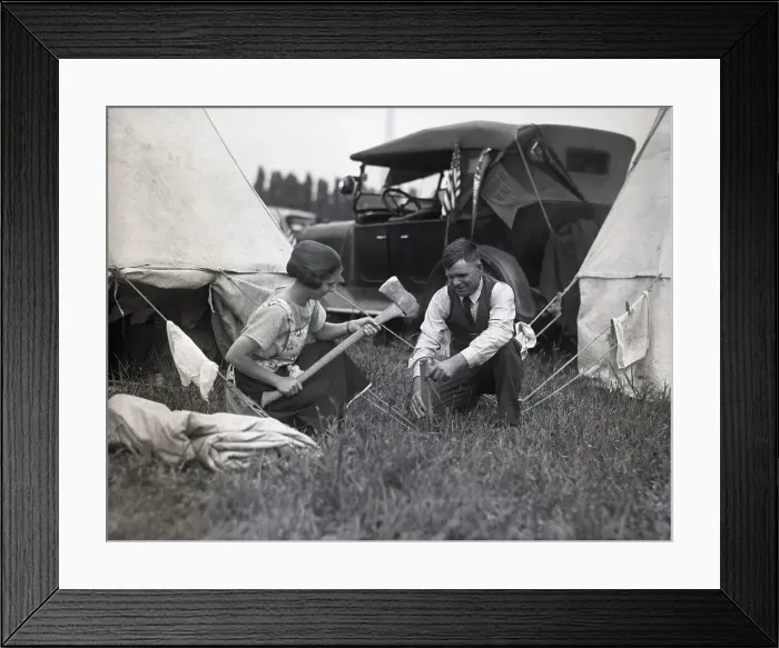 Framed Print : Couple Camping Framed Print : Couple Camping