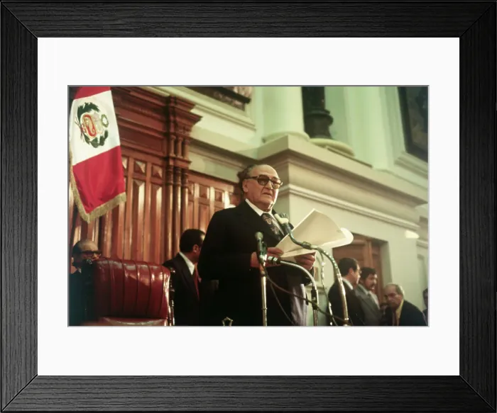 Framed Print : Victor Raul Haya De La Torre with Papers at Podium Framed Print : Victor Raul Haya De La Torre with Papers at Podium