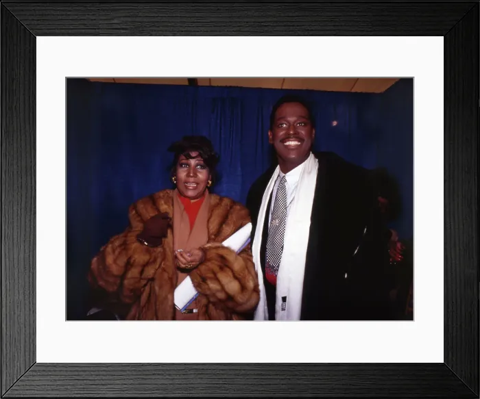 Framed Print : Aretha Franklin & Luther Vandross at the People's Inaugural Celebration