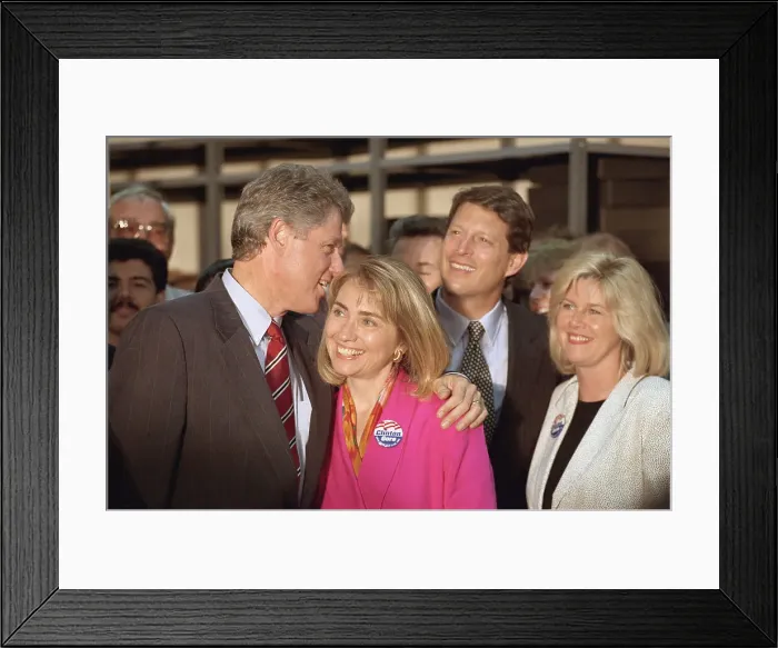 Framed Print : Bill Clinton Hugging Hillary Clinton Framed Print : Bill Clinton Hugging Hillary Clinton