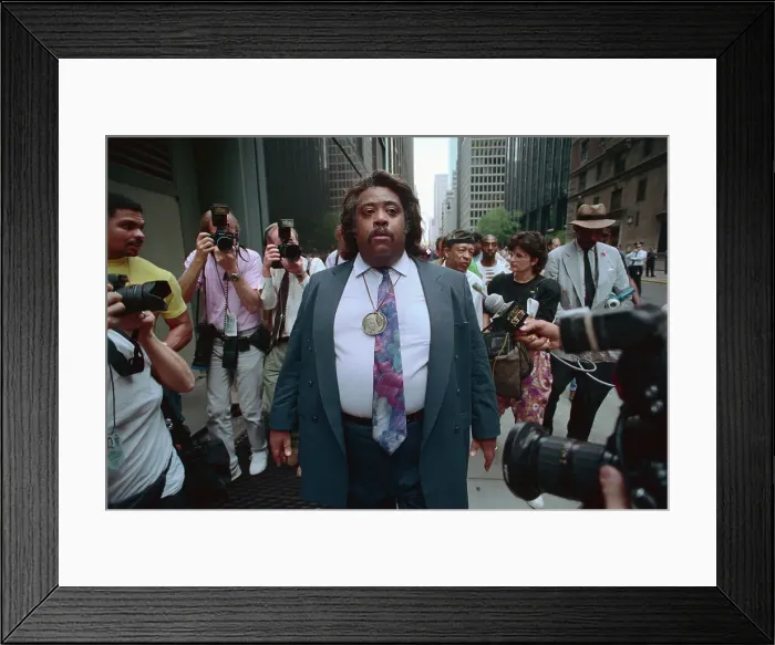 Framed Print : Al Sharpton Walking with News Media Framed Print : Al Sharpton Walking with News Media